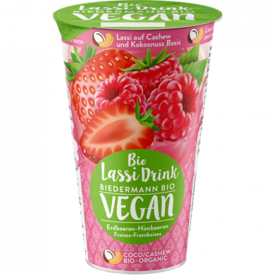 Lassi - yogurt da bere fragole lamponi vegan (230ml)